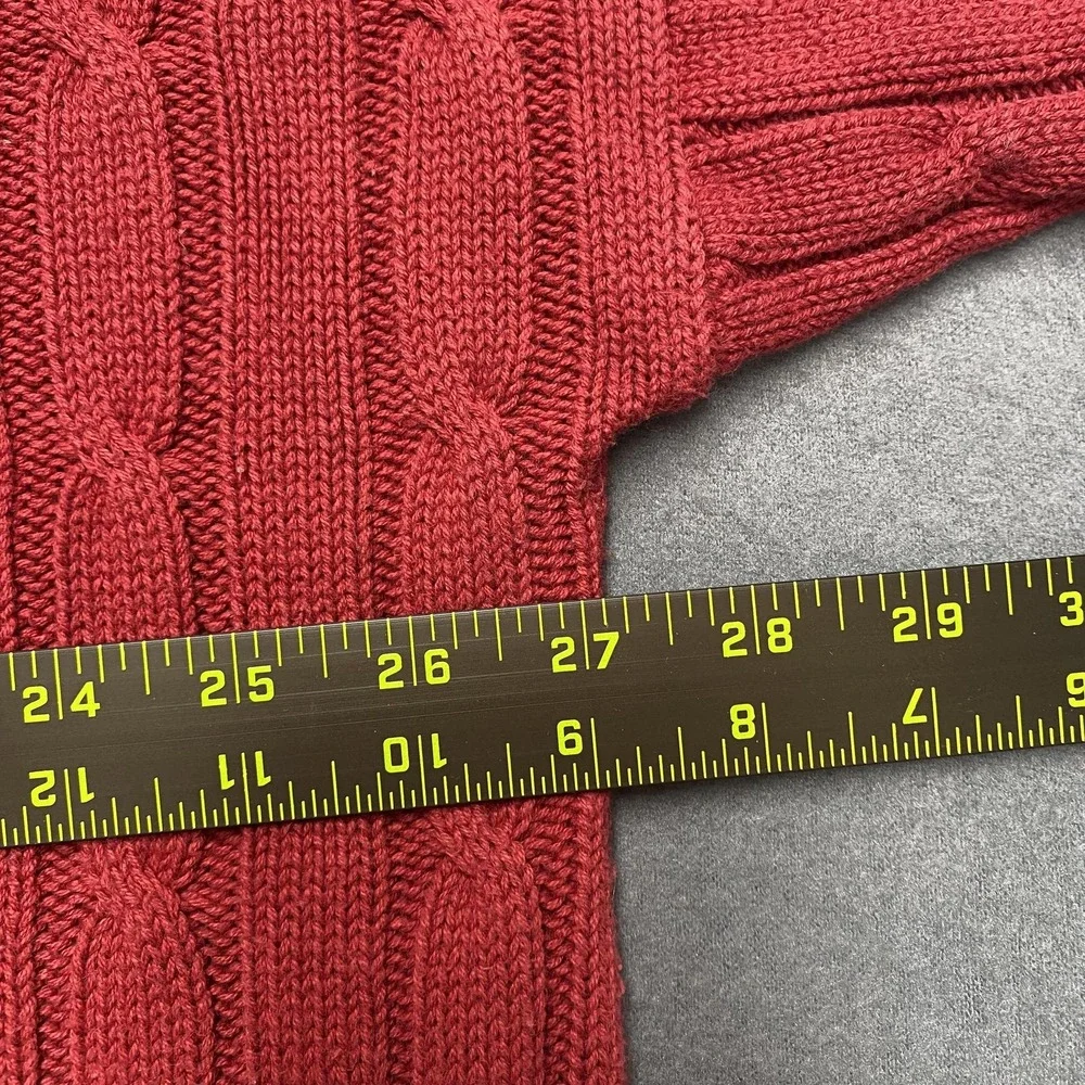 Vintage Izod Sweater Mens XL Red Cable Knit Pullover Crest Logo Made In USA‎ 90s